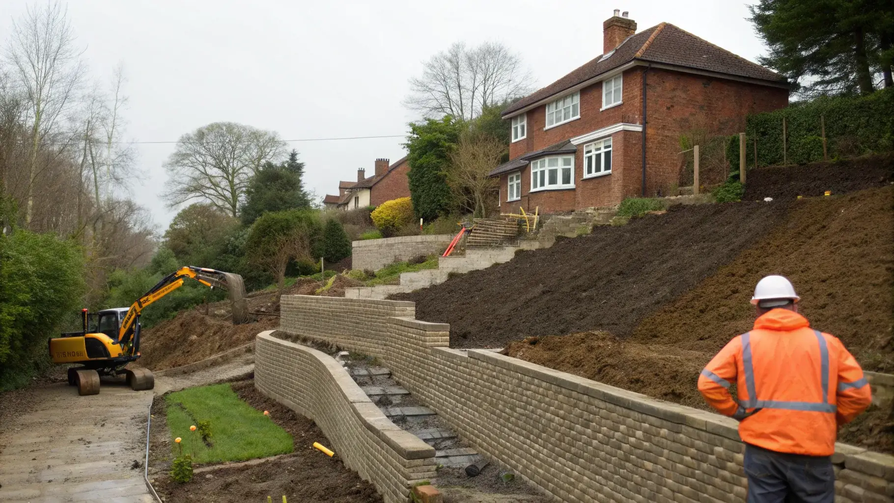 Building on a Sloping Site in Hampshire: Cut and Fill, Retaining Walls and Drainage